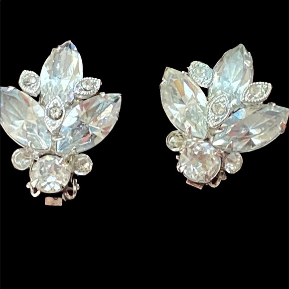 🌹Vintage Eisenberg Wedding Crystal Rhinestone clip Earrings #Prom - Picture 3 of 8